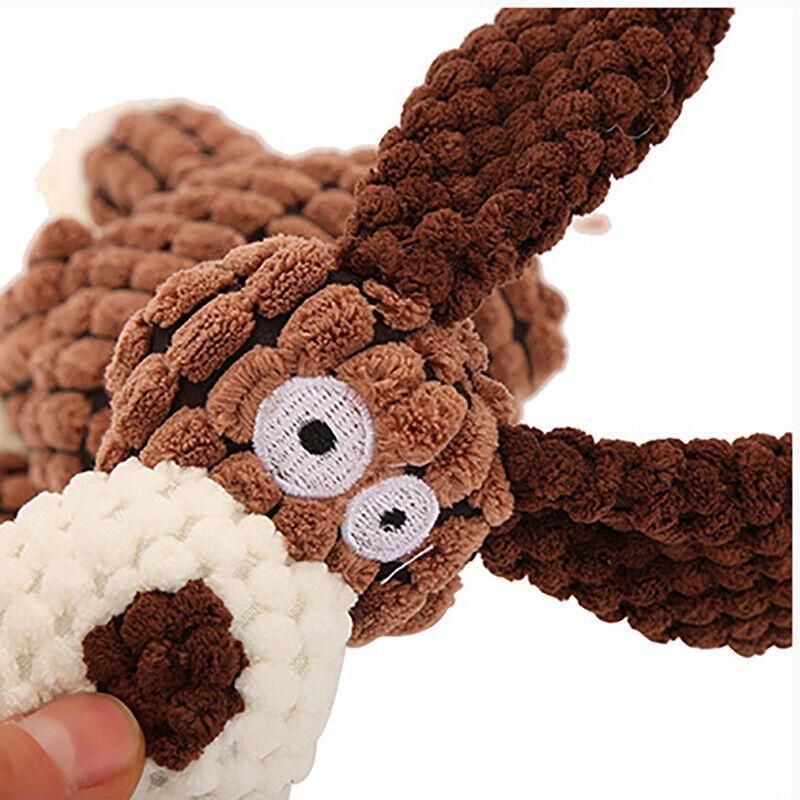 Squeaky Dog Toy Plush Chew Rope Pet Puppy Toys with Squeaker Crinkle for Teething - White Donkey