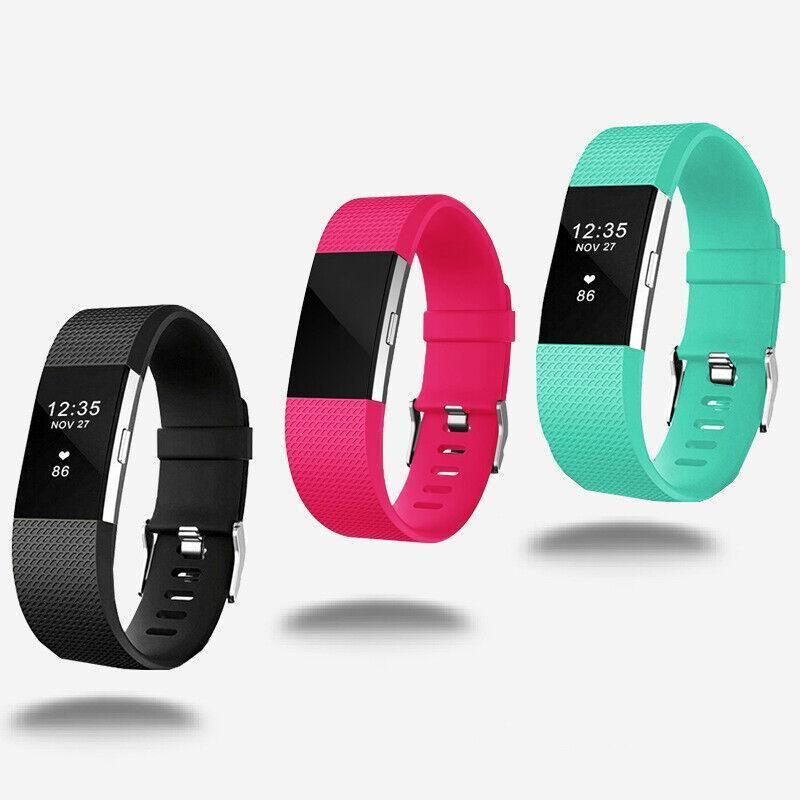 L Size Silicone Watch Wrist Sports Strap For Fitbit Charge Band Wristband Replacement - Lake Blue
