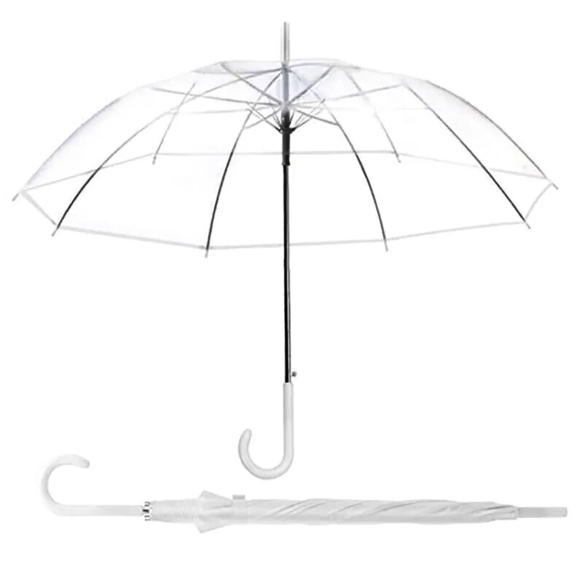 Clear Transparent Umbrella Long Handle Auto Open PVC Rain Parasol 71cm