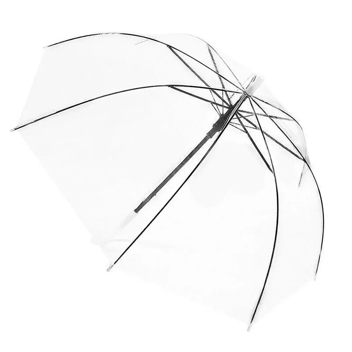 Clear Transparent Umbrella Long Handle Auto Open PVC Rain Parasol 71cm