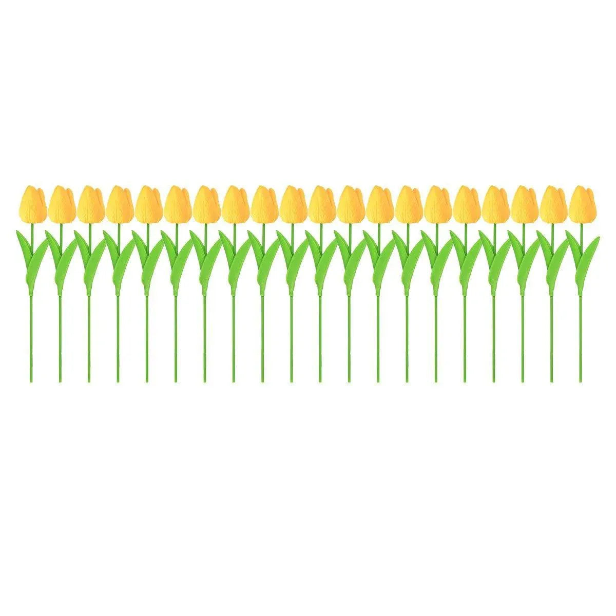 20PCS Real Touch Artificial Tulip Bouquet Fake Flowers for Home Wedding Decor - Yellow