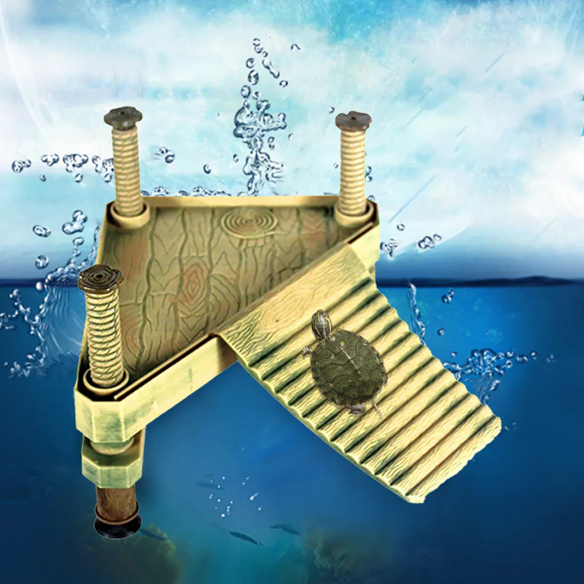 Floating Turtle Platform with Climbing Ramp for Aquariums and Reptile Tanks