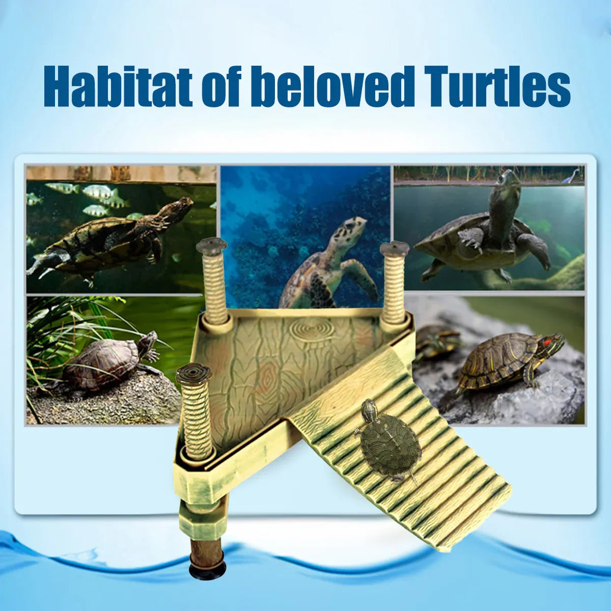 Floating Turtle Platform with Climbing Ramp for Aquariums and Reptile Tanks