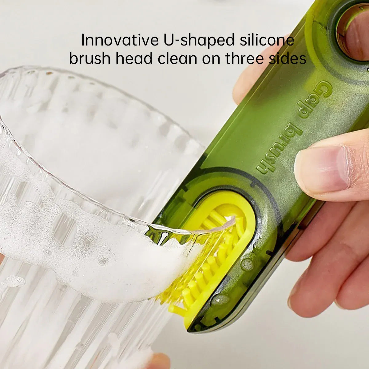 1/2pcs 3-in-1 U Shaped Bottle Thermos Cup Cleaning Brush with Rotating Heads - 2pcs-Grey