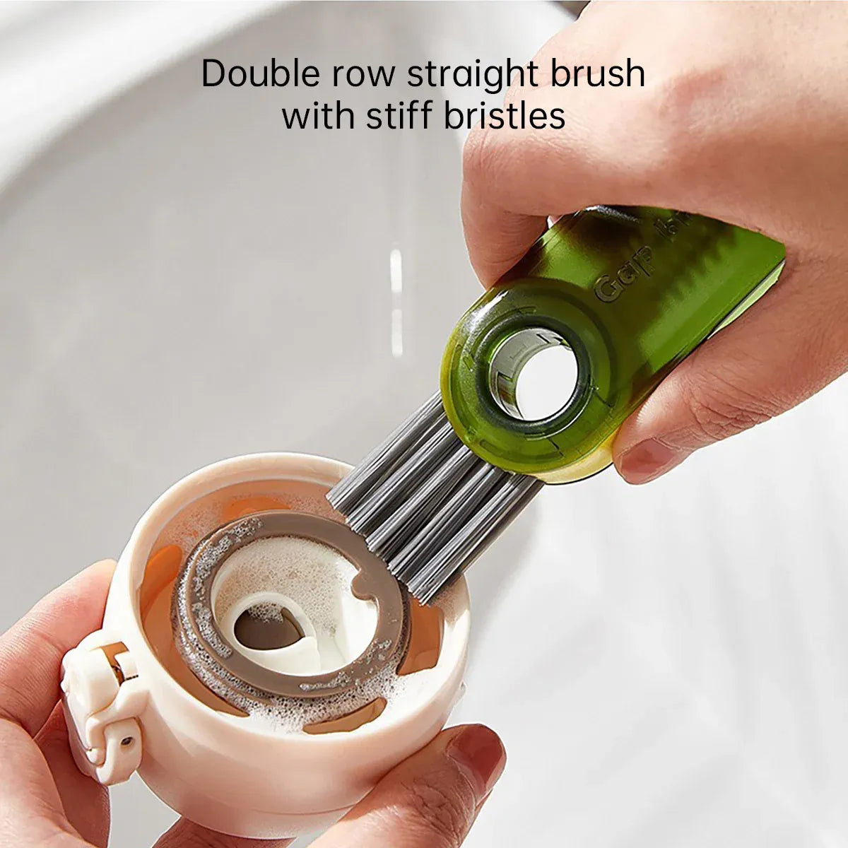 1/2pcs 3-in-1 U Shaped Bottle Thermos Cup Cleaning Brush with Rotating Heads - 2pcs-Grey