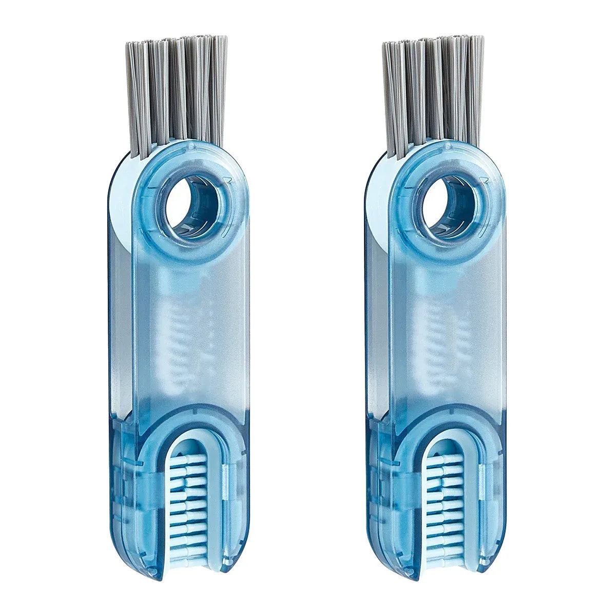 1/2pcs 3-in-1 U Shaped Bottle Thermos Cup Cleaning Brush with Rotating Heads - 2pcs-Grey