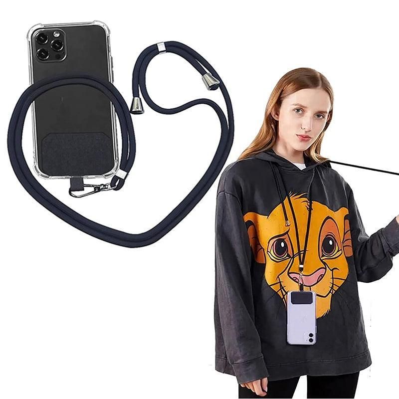Adjustable Phone Lanyard with Patch for Most Cases Neck Strap Holder - Blue