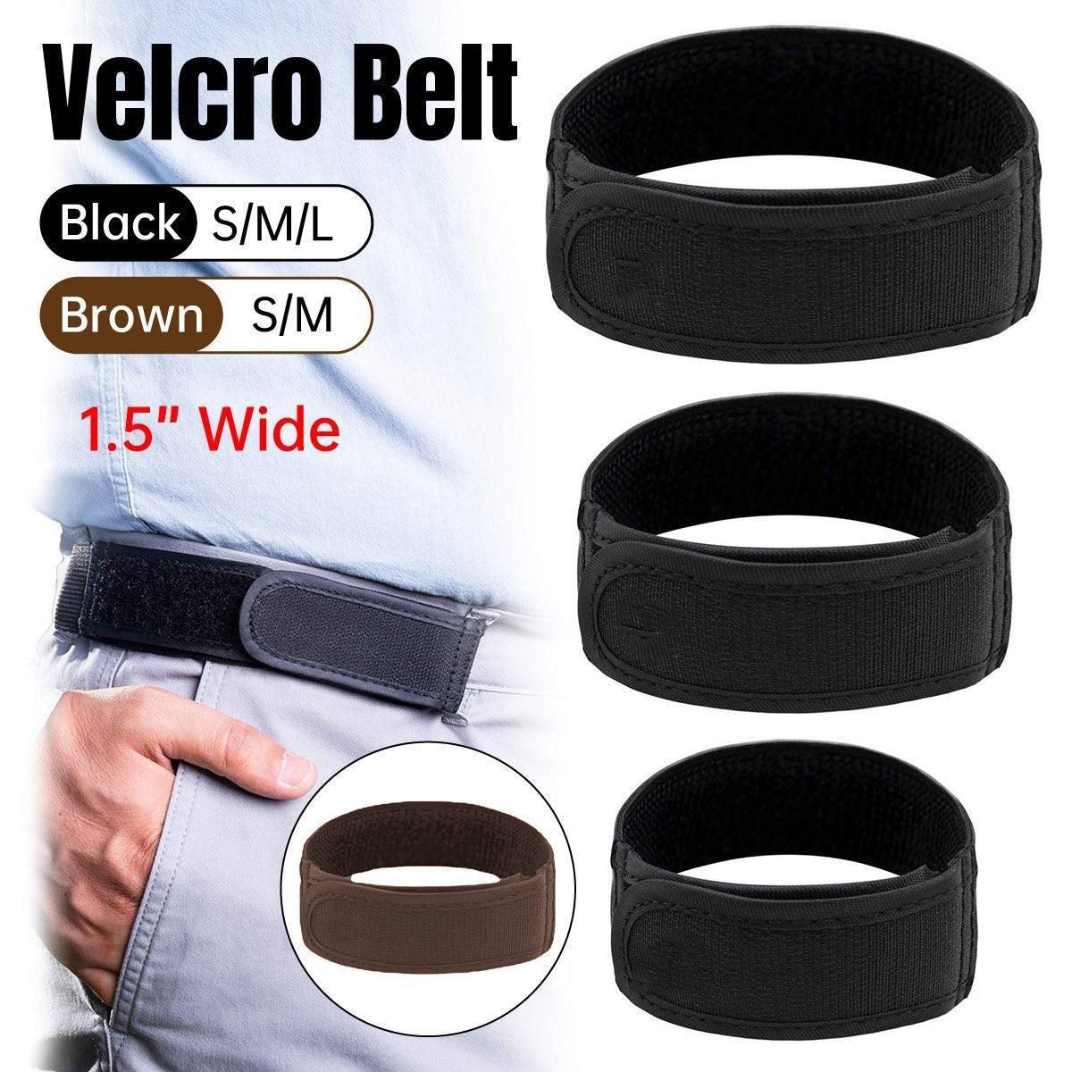 Adjustable Elastic Nylon Belt No Buckle Velcro Leisure Convenient Waistband - Black-M