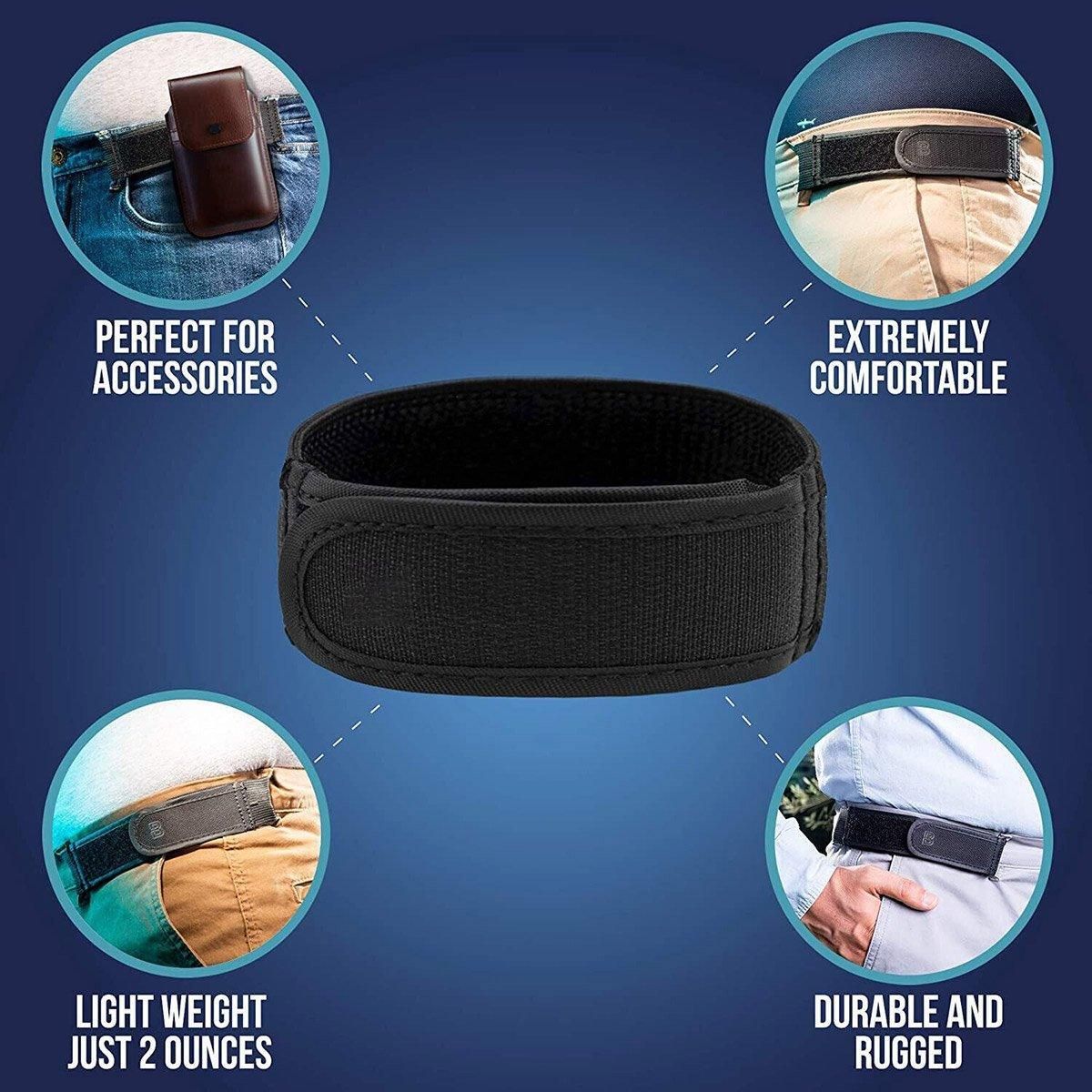 Adjustable Elastic Nylon Belt No Buckle Velcro Leisure Convenient Waistband - Black-M