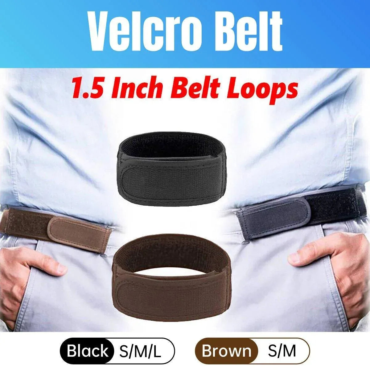 Adjustable Elastic Nylon Belt No Buckle Velcro Leisure Convenient Waistband - Black-M