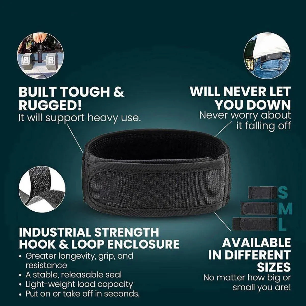 Adjustable Elastic Nylon Belt No Buckle Velcro Leisure Convenient Waistband - Black-M