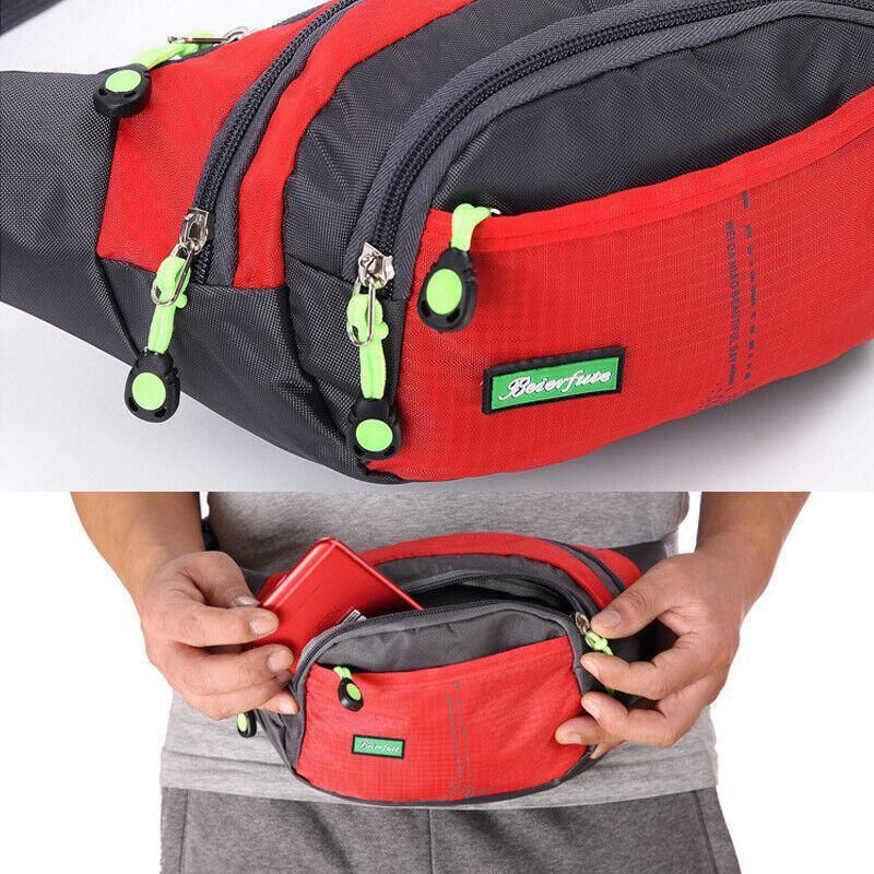 Fanny Pack Zip Pouch Hiking Climbing Sport Bum Waist Bag - Green