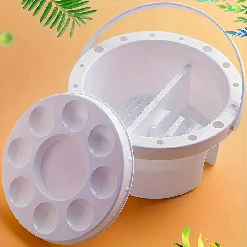 Portable Pen Wash Bucket Multifunctional Painting Palette for Artists Crafters