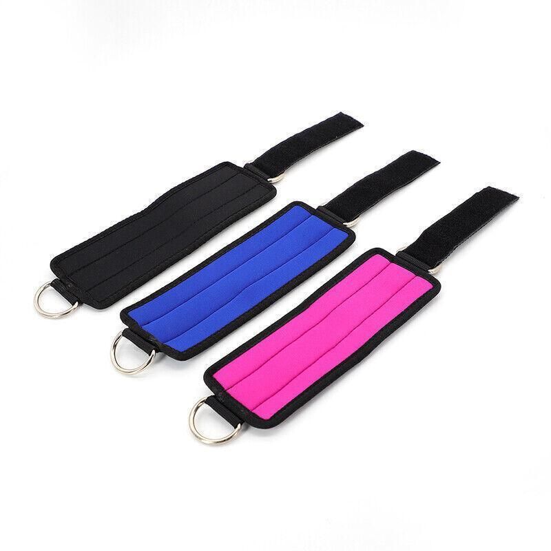2PCS Weight Lifting Ankle D-Ring Strap Pulley Cable Kickbacks Attachment Gym Leg - Pink