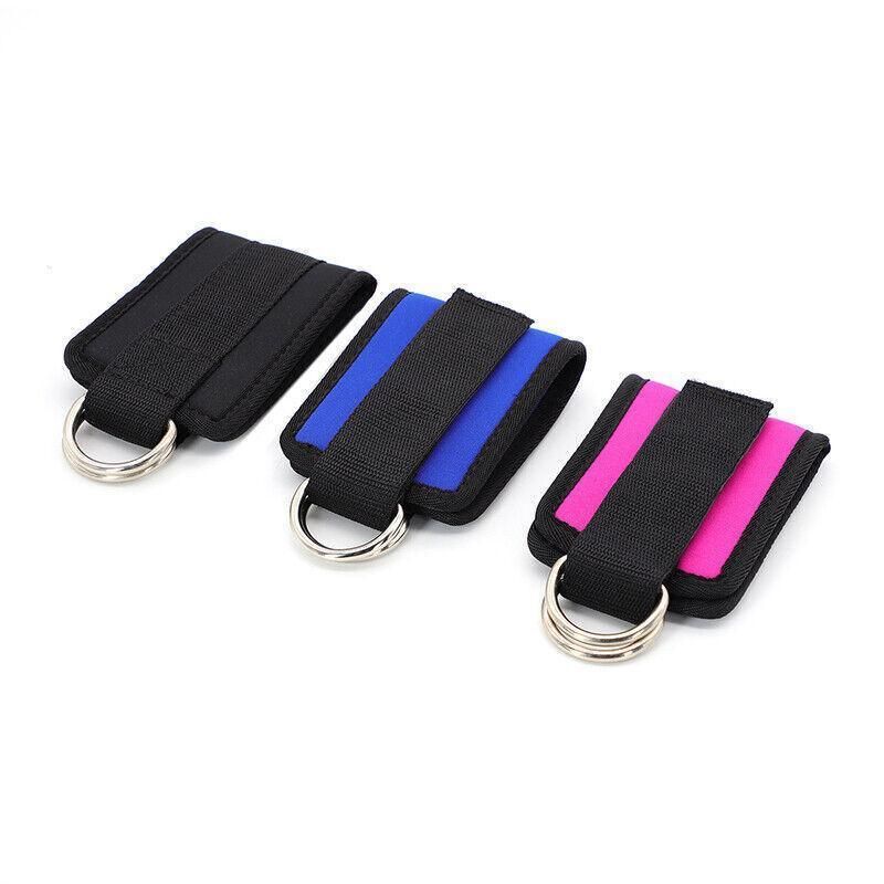 2PCS Weight Lifting Ankle D-Ring Strap Pulley Cable Kickbacks Attachment Gym Leg - Pink