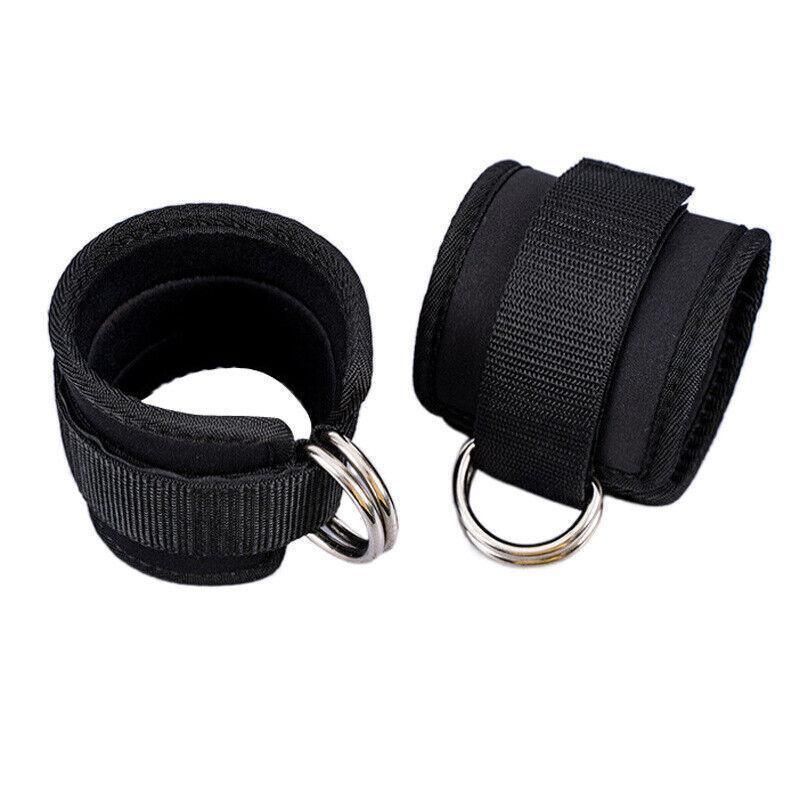 2PCS Weight Lifting Ankle D-Ring Strap Pulley Cable Kickbacks Attachment Gym Leg - Pink