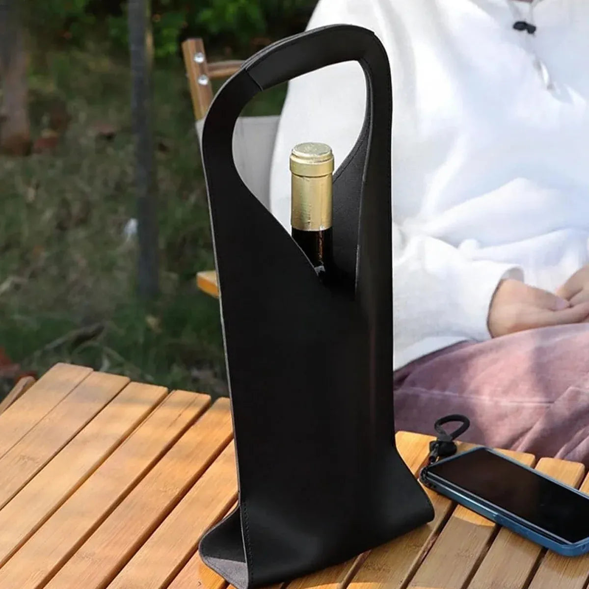 Single Wine Bottle Tote Carrier Gift Bag with Handle Durable