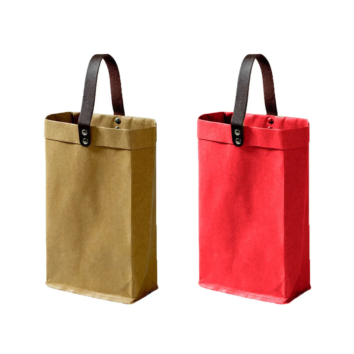 2PCS Kraft Paper Tote Bags with Handles Reusable for Grocery Store Shop Use - Kraft