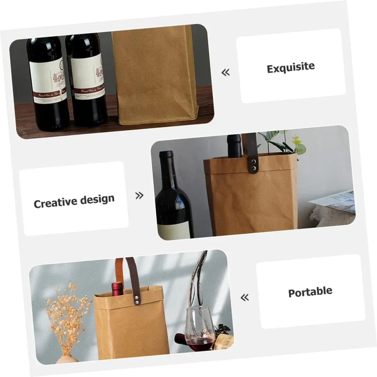 2PCS Kraft Paper Tote Bags with Handles Reusable for Grocery Store Shop Use - Kraft