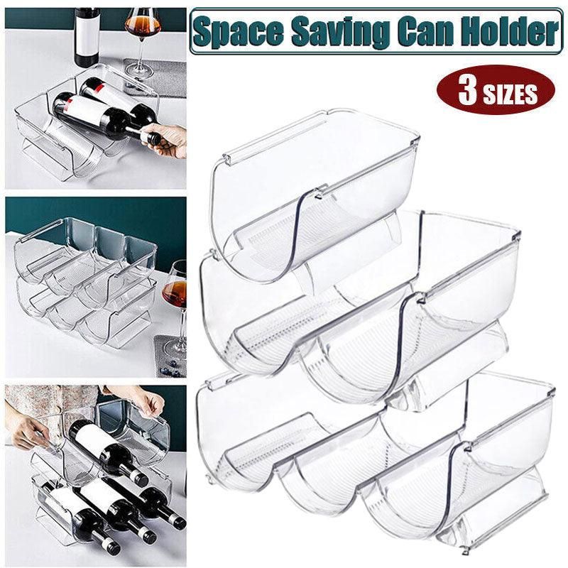 Fridge Organiser Wine Beer Stacking Bottle Rack Kitchen Space Saving Can Holder - 1 Grid