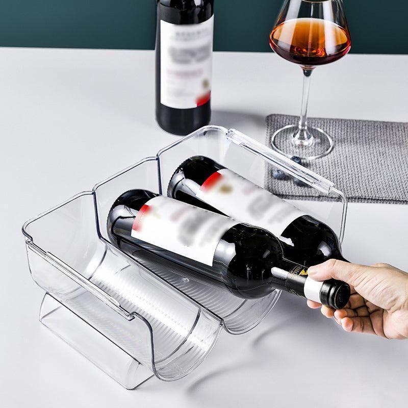 Fridge Organiser Wine Beer Stacking Bottle Rack Kitchen Space Saving Can Holder - 1 Grid