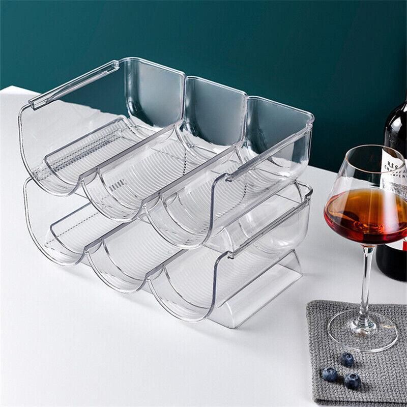 Fridge Organiser Wine Beer Stacking Bottle Rack Kitchen Space Saving Can Holder - 1 Grid