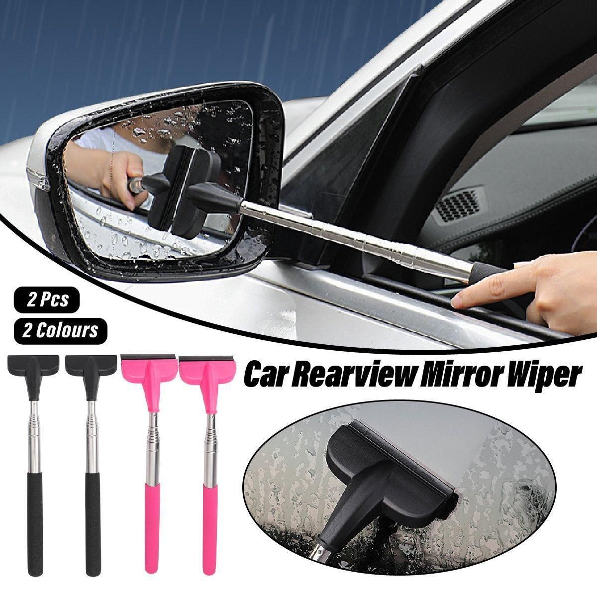 2pcs Retractable Windshield Wiper Set Rear View Mirror Cleaner Car Wiper Blade - Pink