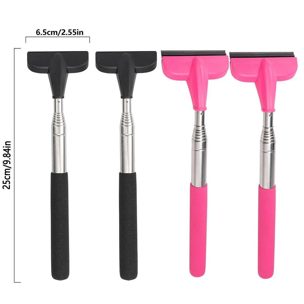 2pcs Retractable Windshield Wiper Set Rear View Mirror Cleaner Car Wiper Blade - Pink