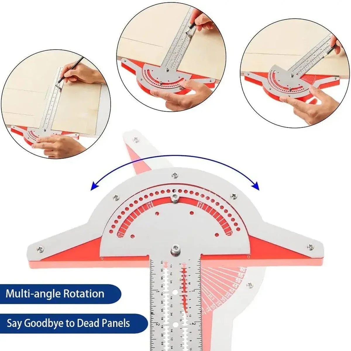 Woodworking Edge Ruler Protractor Angle Measuring Tool Carpenter - 10 inch