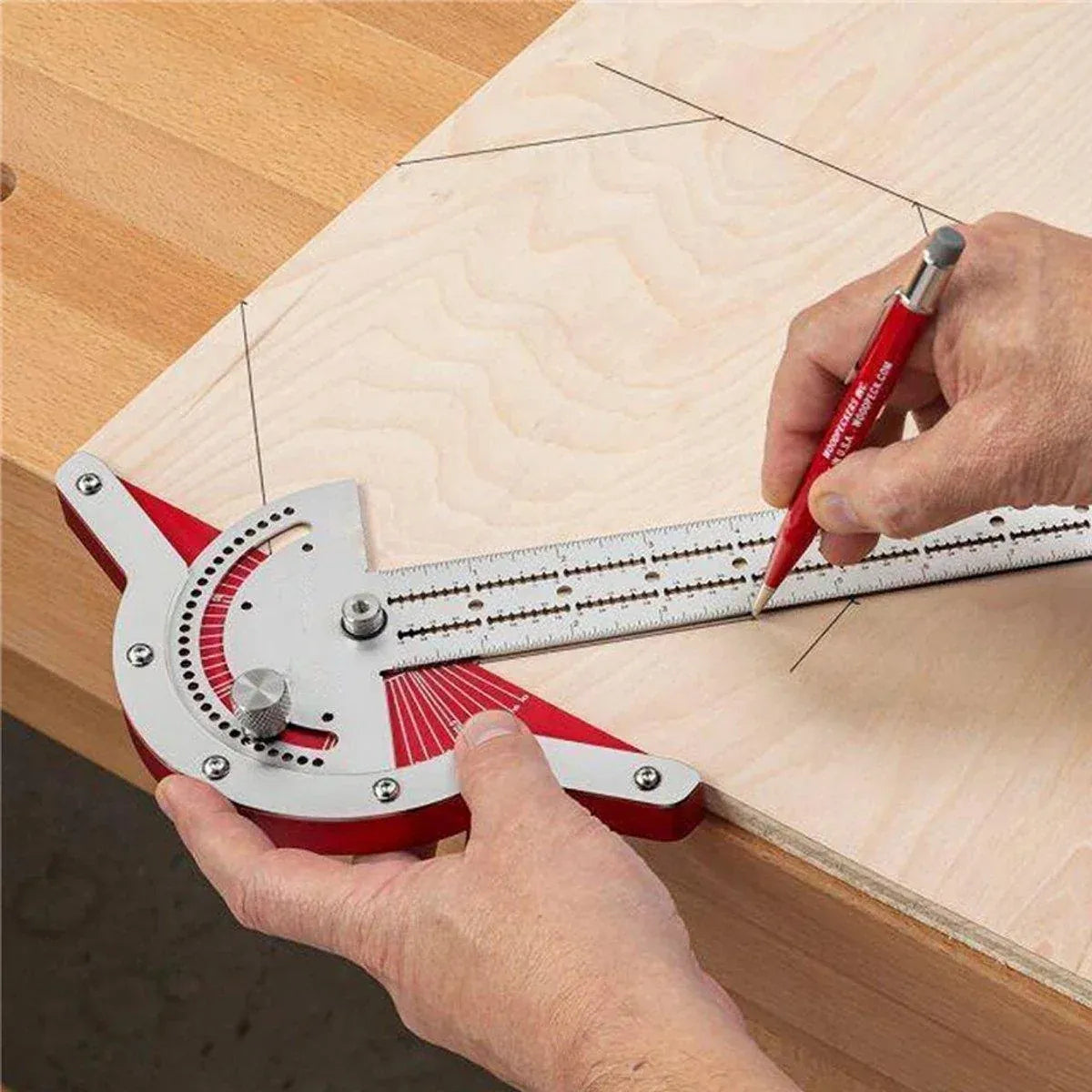 Woodworking Edge Ruler Protractor Angle Measuring Tool Carpenter - 10 inch