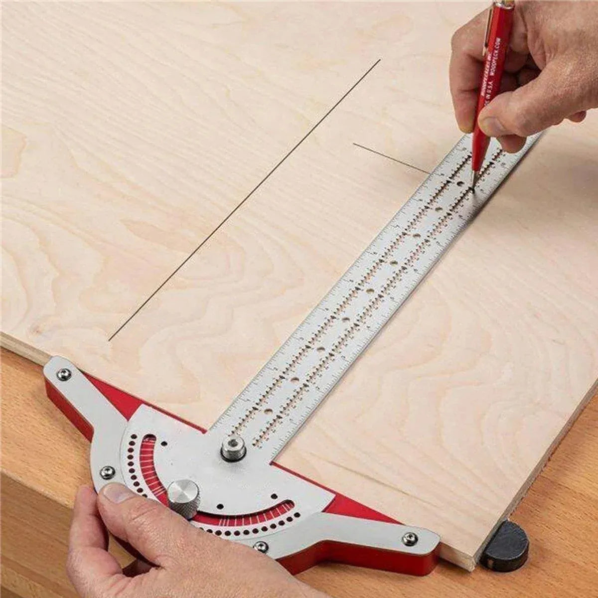 Woodworking Edge Ruler Protractor Angle Measuring Tool Carpenter - 10 inch