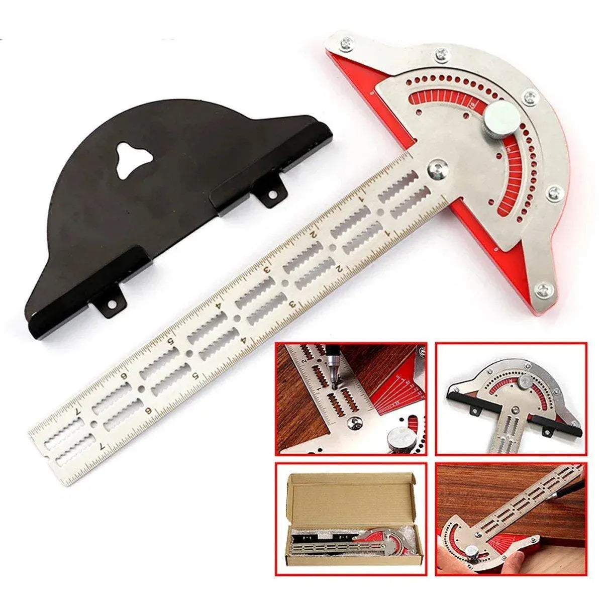 Woodworking Edge Ruler Protractor Angle Measuring Tool Carpenter - 10 inch