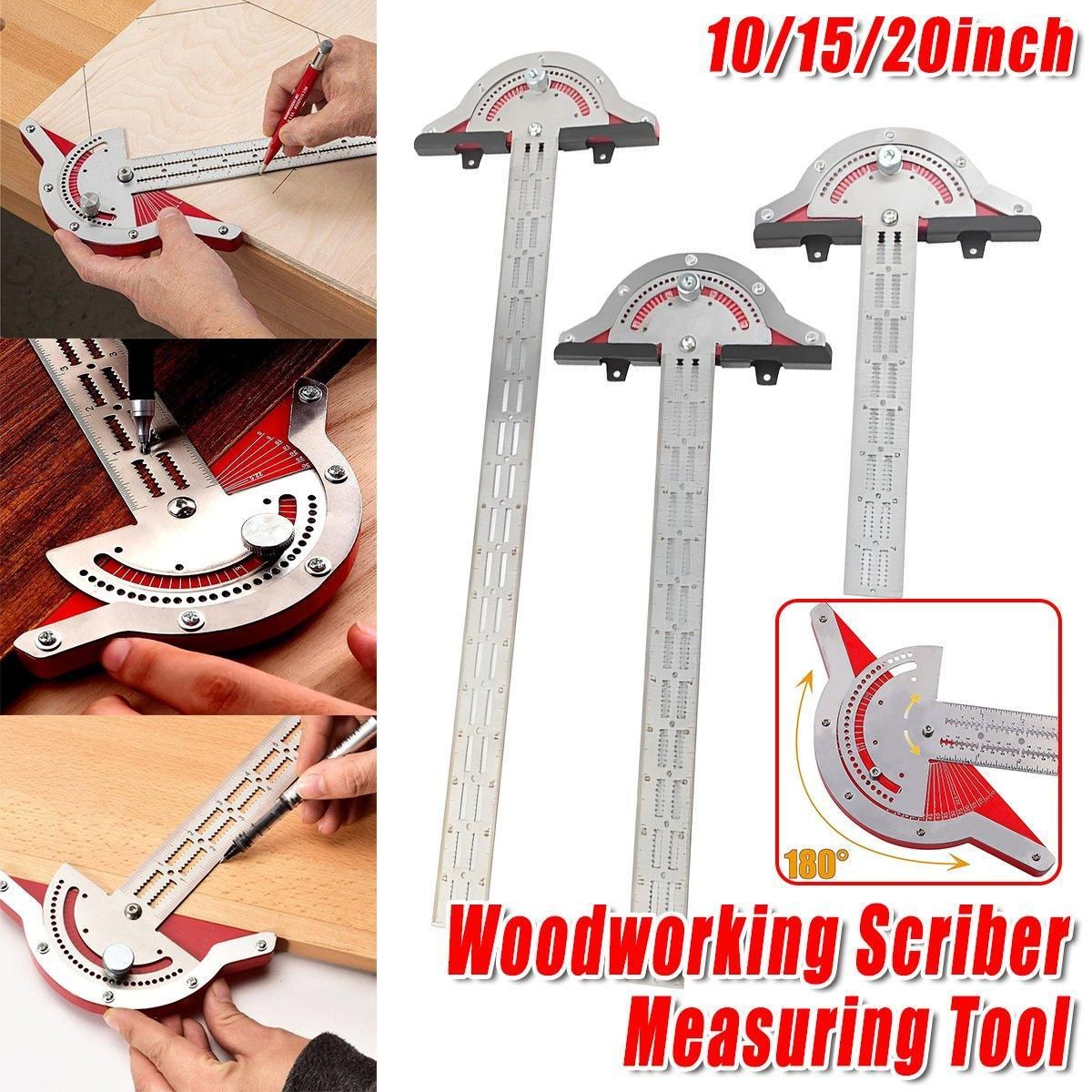 Woodworking Edge Ruler Protractor Angle Measuring Tool Carpenter - 10 inch