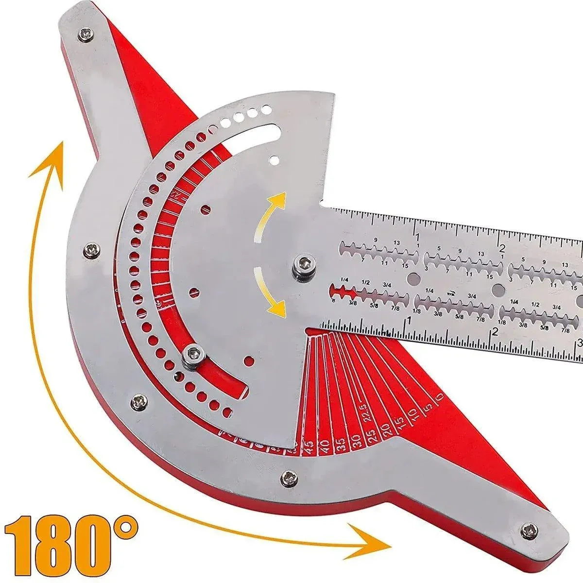 Woodworking Edge Ruler Protractor Angle Measuring Tool Carpenter - 15 inch