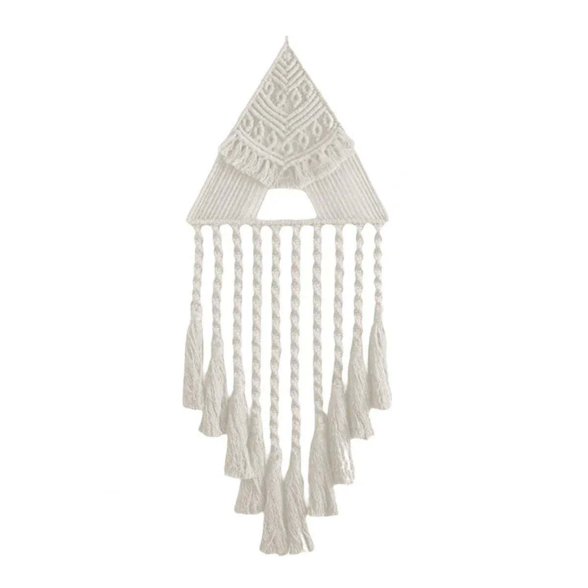 White Woven Tapestry Dreamcatcher Hanging Wall Decor Triangle Charm for Home