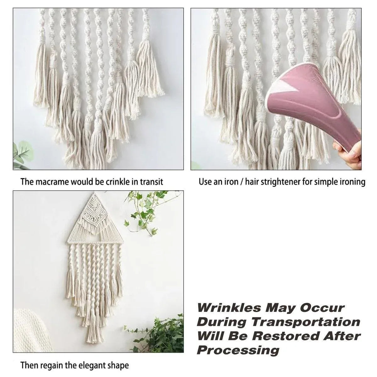 White Woven Tapestry Dreamcatcher Hanging Wall Decor Triangle Charm for Home