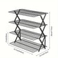 3/4 Tier Camping Dining Rack Iron Shelf Portable Picnic Rack Foldable Storage Table - 3 Layers