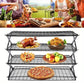 3/4 Tier Camping Dining Rack Iron Shelf Portable Picnic Rack Foldable Storage Table - 3 Layers