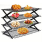 3/4 Tier Camping Dining Rack Iron Shelf Portable Picnic Rack Foldable Storage Table - 3 Layers