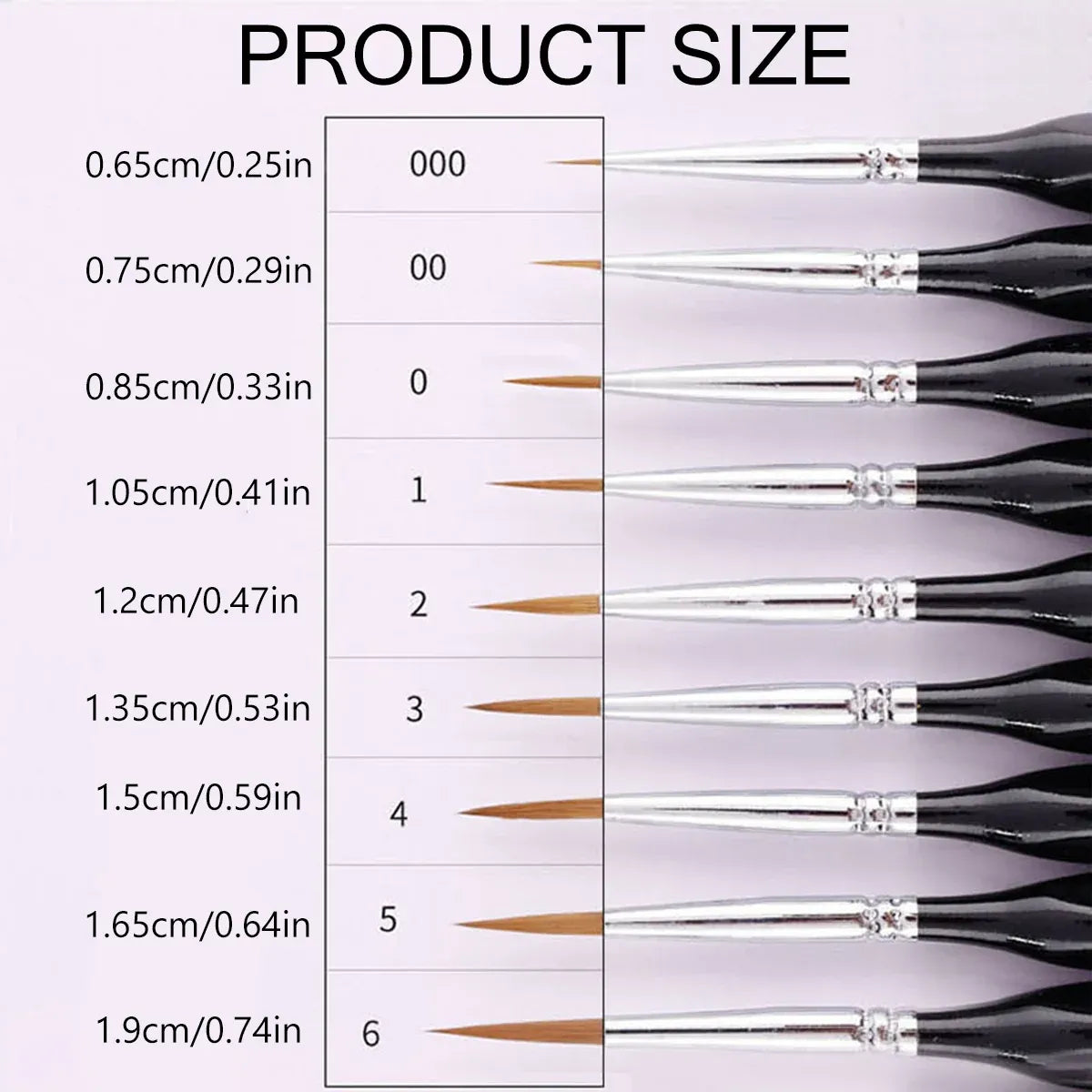 9PCS Fine Detail Paint Brush Set for Watercolour Gouache Acrylic Miniature Art