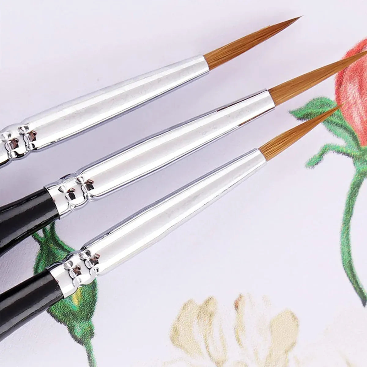 9PCS Fine Detail Paint Brush Set for Watercolour Gouache Acrylic Miniature Art