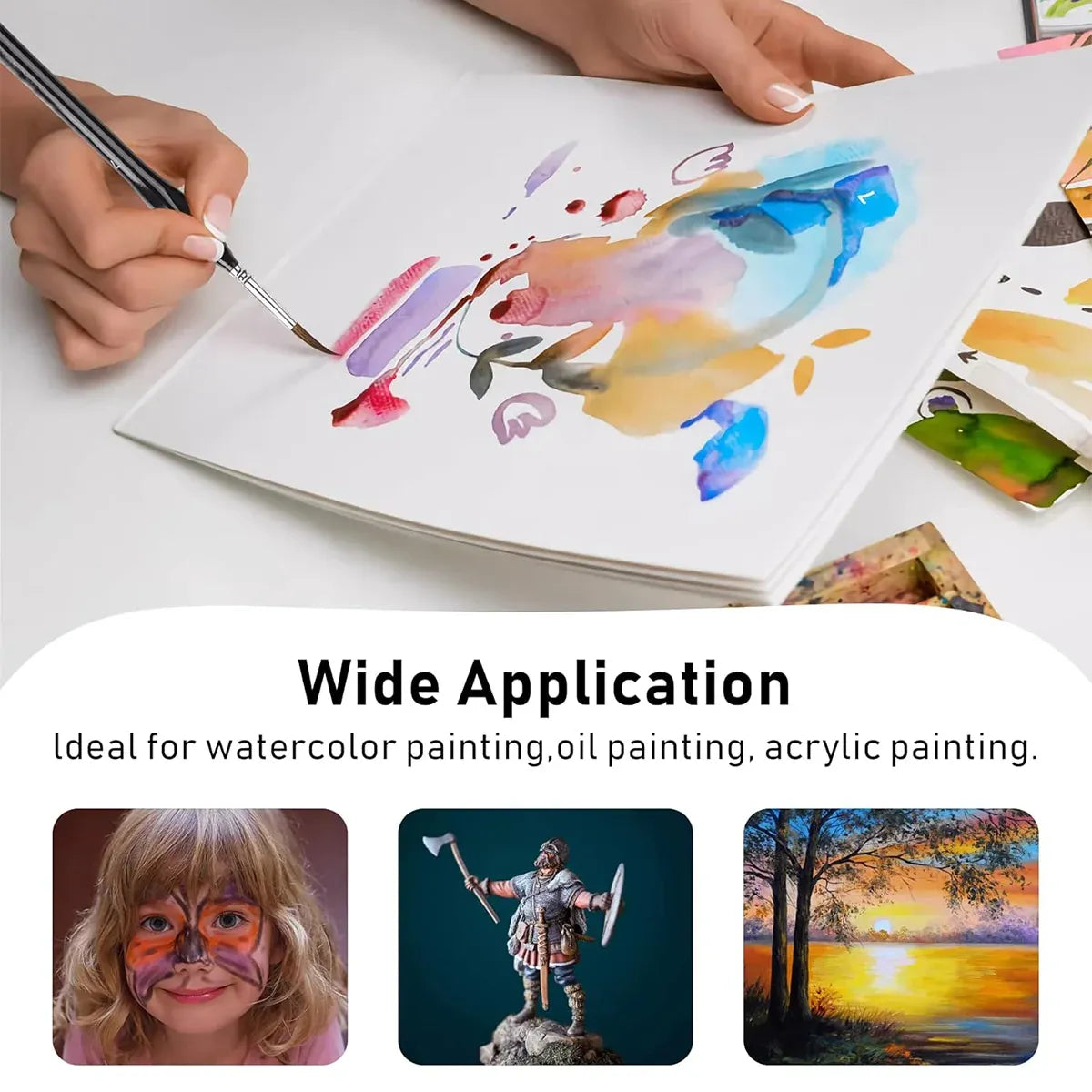 9PCS Fine Detail Paint Brush Set for Watercolour Gouache Acrylic Miniature Art