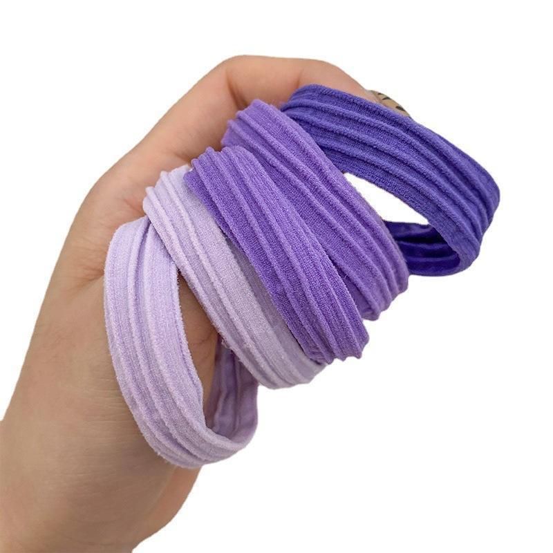 5PCS Girls Hair Bands Gradient Colour Rope Ring Elastic Hairband Ponytail Holder - Blue-5PCS