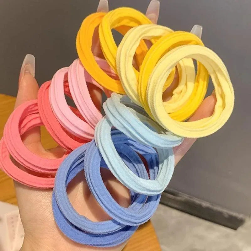 5PCS Girls Hair Bands Gradient Colour Rope Ring Elastic Hairband Ponytail Holder - Blue-5PCS