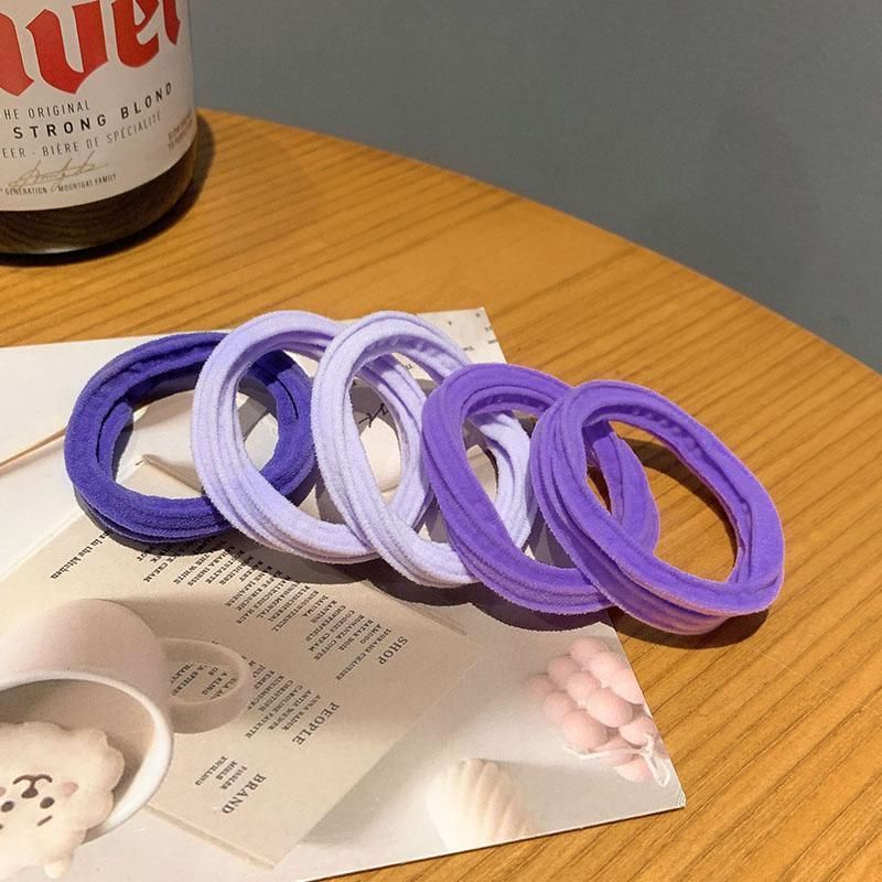 5PCS Girls Hair Bands Gradient Colour Rope Ring Elastic Hairband Ponytail Holder - Blue-5PCS