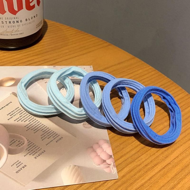 5PCS Girls Hair Bands Gradient Colour Rope Ring Elastic Hairband Ponytail Holder - Blue-5PCS