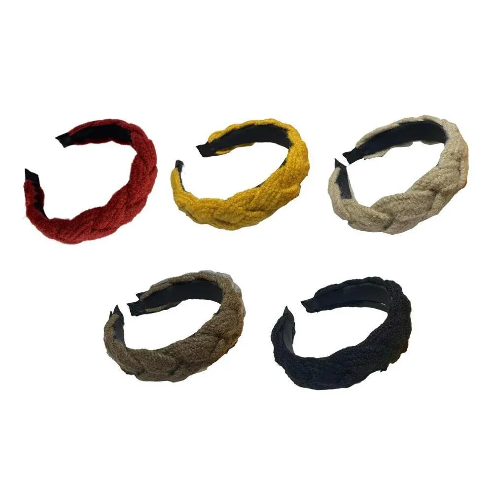 Women Ladies Twist Braid Hairband Wide Hairband Hoop Accessories Head Band Party - Beige