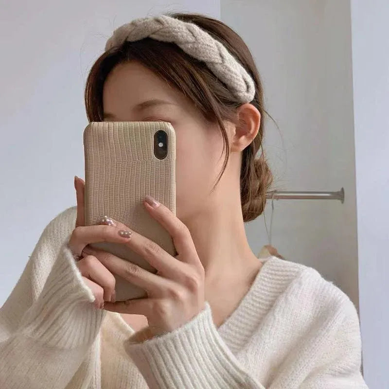 Women Ladies Twist Braid Hairband Wide Hairband Hoop Accessories Head Band Party - Beige