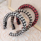Women Plaid Headband Padded Hairband Wide Sponge Hair Hoop Band Head Decor - Light Khaki