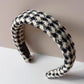 Women Plaid Headband Padded Hairband Wide Sponge Hair Hoop Band Head Decor - Light Khaki